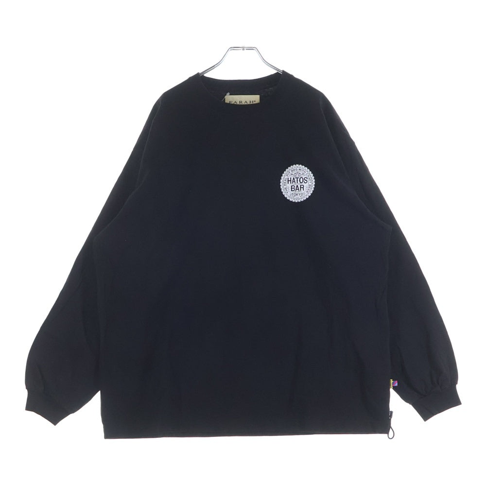 is-ness(イズネス) ×THE HERMIT CLUB ×FARAH PRINT L/S TEE ザ ハーミットクラブ ファーラー プリント クルーネック 長袖Tシャツ カットソー ブラック FR233M30HS01
