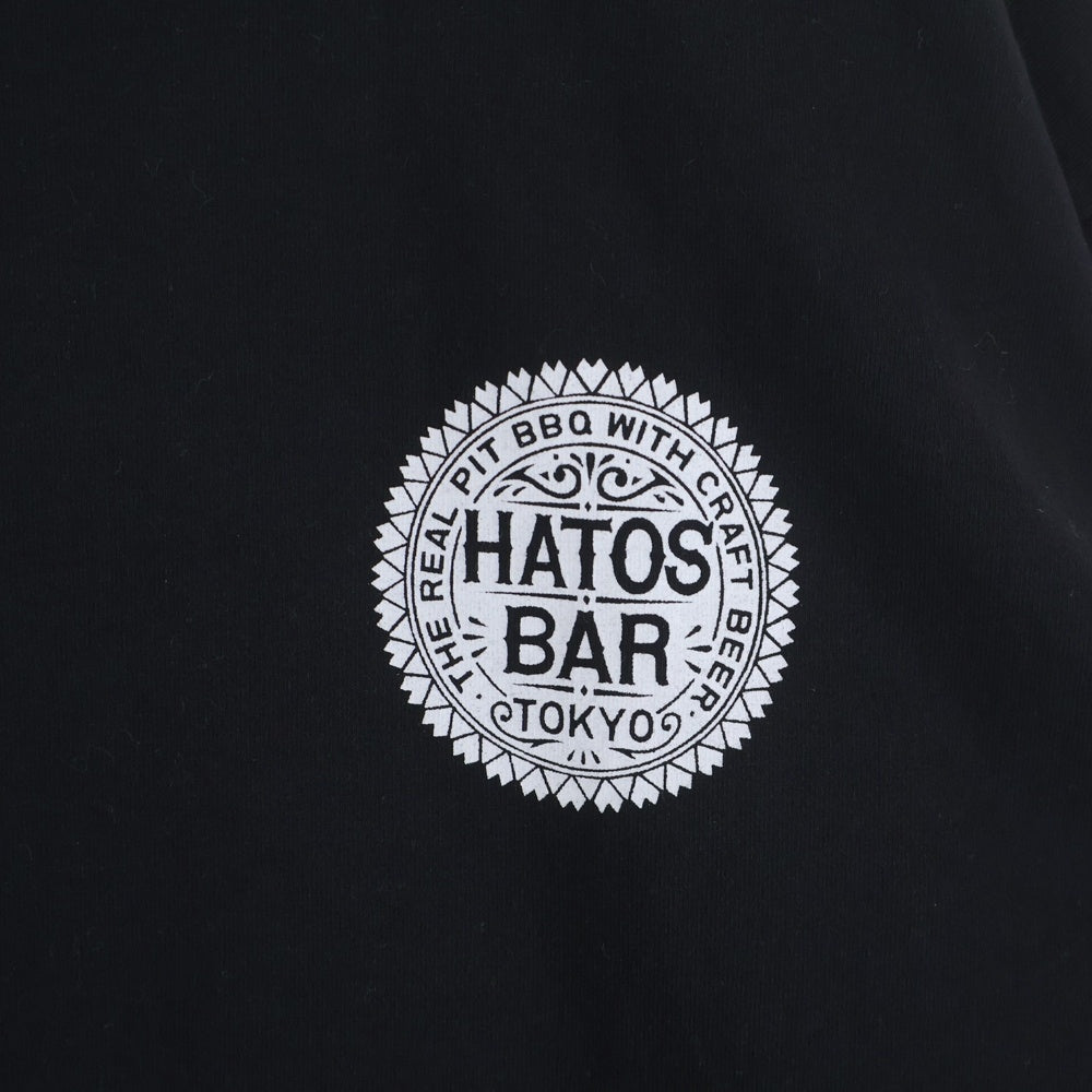 is-ness(イズネス) ×THE HERMIT CLUB ×FARAH PRINT L/S TEE ザ ハーミットクラブ ファーラー プリント クルーネック 長袖Tシャツ カットソー ブラック FR233M30HS01