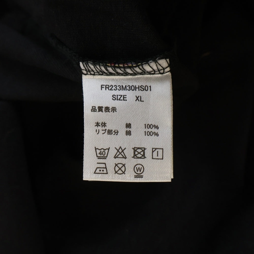 is-ness(イズネス) ×THE HERMIT CLUB ×FARAH PRINT L/S TEE ザ ハーミットクラブ ファーラー プリント クルーネック 長袖Tシャツ カットソー ブラック FR233M30HS01