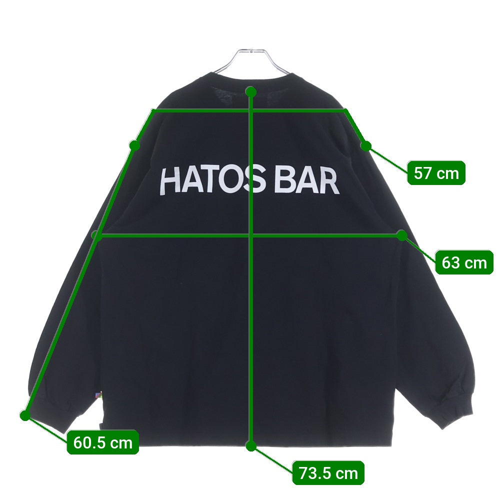 is-ness(イズネス) ×THE HERMIT CLUB ×FARAH PRINT L/S TEE ザ ハーミットクラブ ファーラー プリント クルーネック 長袖Tシャツ カットソー ブラック FR233M30HS01