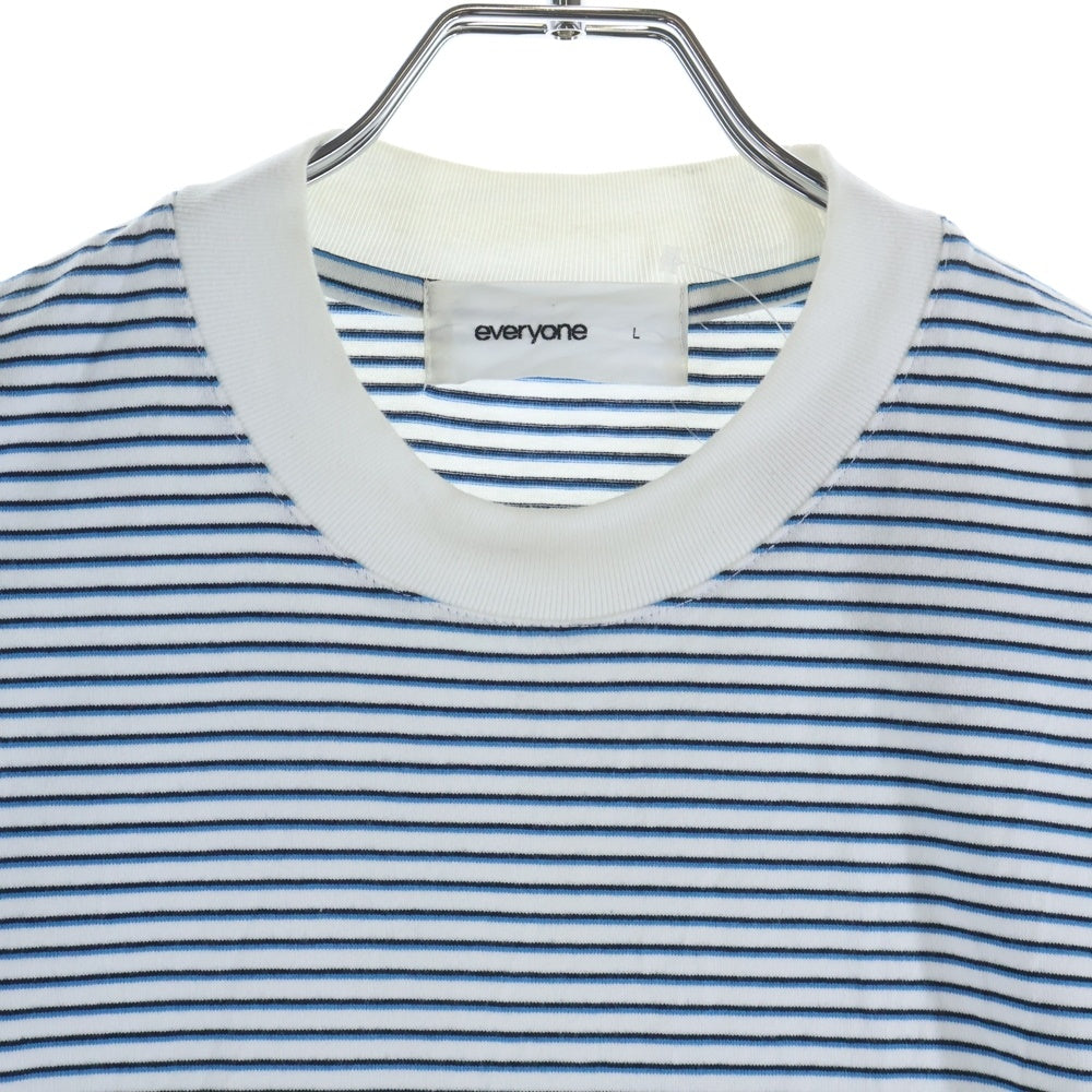 everyone(エブリワン) 24SS ×GIMME FIVE ボーダー柄 クルーネック 半袖Tシャツ カットソー ホワイト/ブルー EV24-CS15