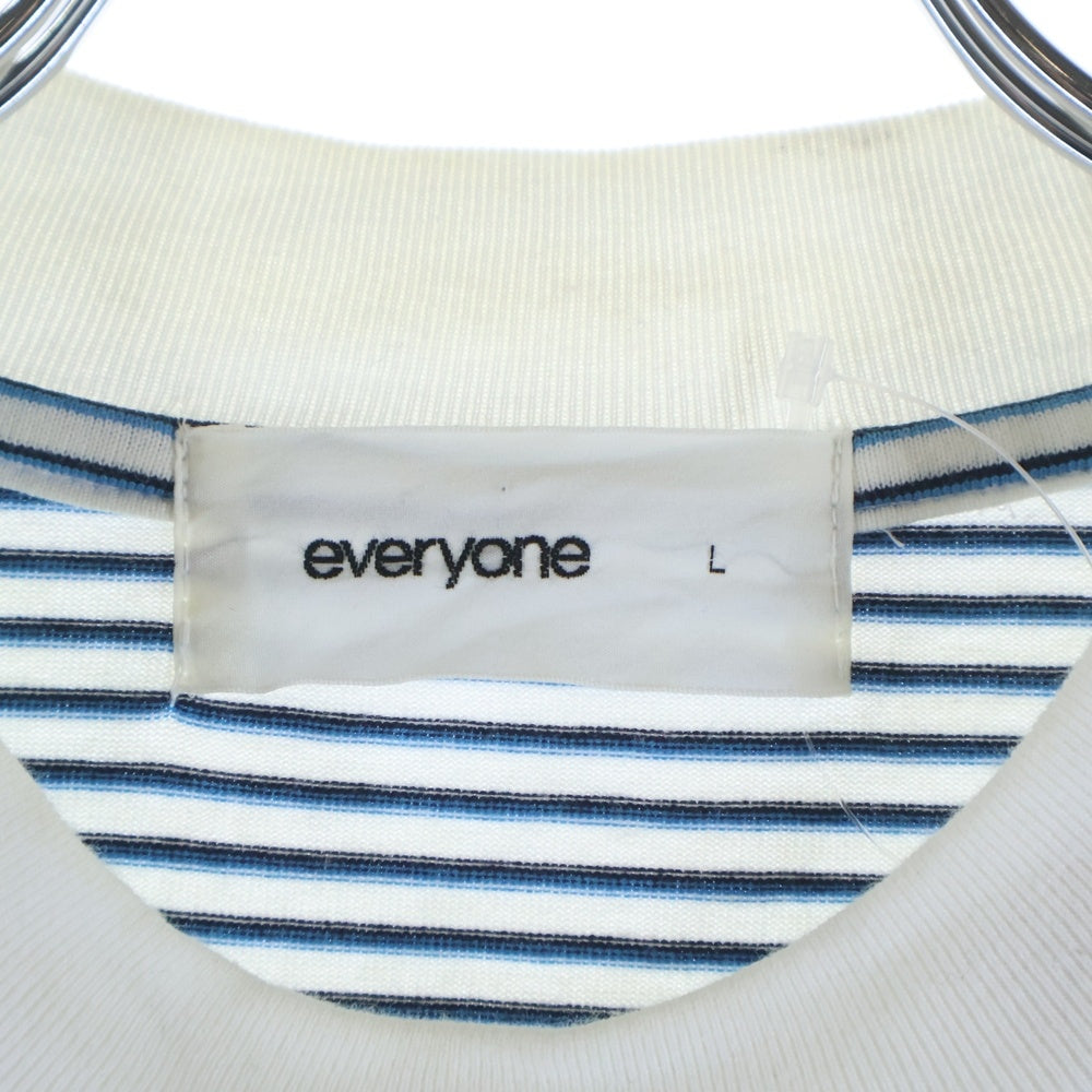 everyone(エブリワン) 24SS ×GIMME FIVE ボーダー柄 クルーネック 半袖Tシャツ カットソー ホワイト/ブルー EV24-CS15