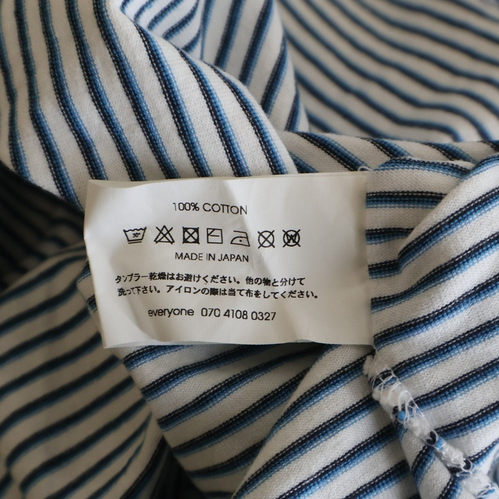 everyone(エブリワン) 24SS ×GIMME FIVE ボーダー柄 クルーネック 半袖Tシャツ カットソー ホワイト/ブルー EV24-CS15