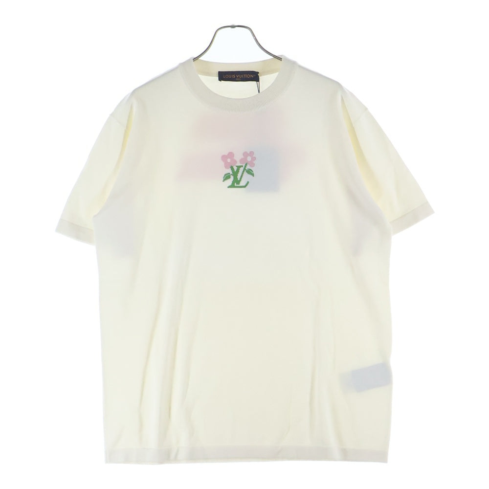 LOUIS VUITTON(ルイヴィトン) 24AW ×Tyler The Creator タイラーザクリエイター フラワーロゴ クルーネック半袖ニットTシャツ ホワイト RM242MM AUR HRN32W