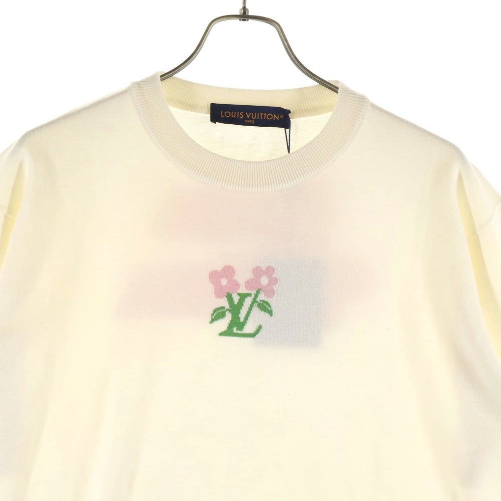 LOUIS VUITTON(ルイヴィトン) 24AW ×Tyler The Creator タイラーザクリエイター フラワーロゴ クルーネック半袖ニットTシャツ ホワイト RM242MM AUR HRN32W