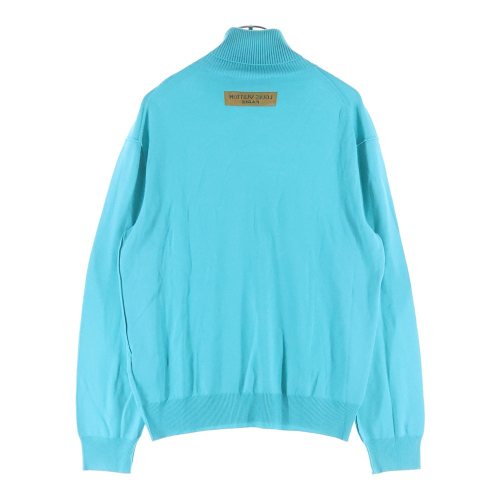 LOUIS VUITTON(ルイヴィトン) 22SS インサイドアウト ロゴ刺繍 タートルネック長袖ウールニット セーター ターコイズブルー RM221 FK1 HMN76W