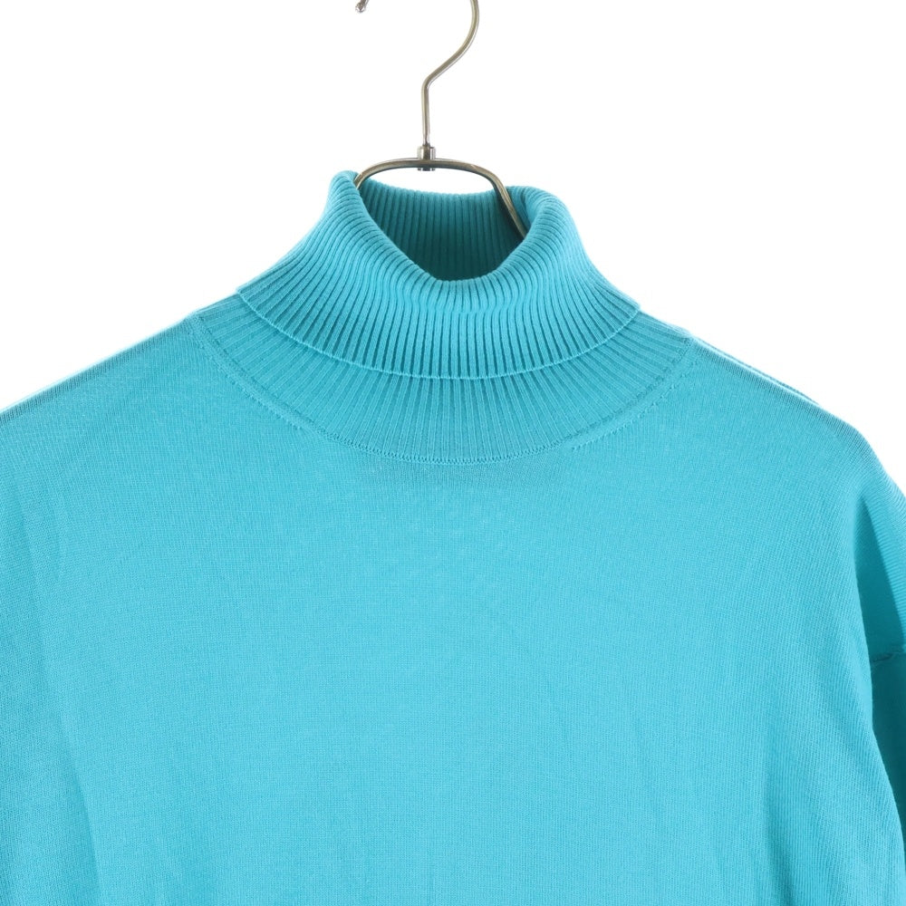 LOUIS VUITTON(ルイヴィトン) 22SS インサイドアウト ロゴ刺繍 タートルネック長袖ウールニット セーター ターコイズブルー RM221 FK1 HMN76W