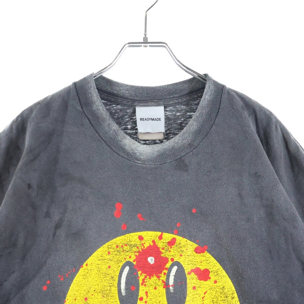 READY MADE(レディメイド) SMILE TEE フロントスマイルプリント クルーネック半袖Tシャツカットソー ブラック RE-CO-BK-00-00-279