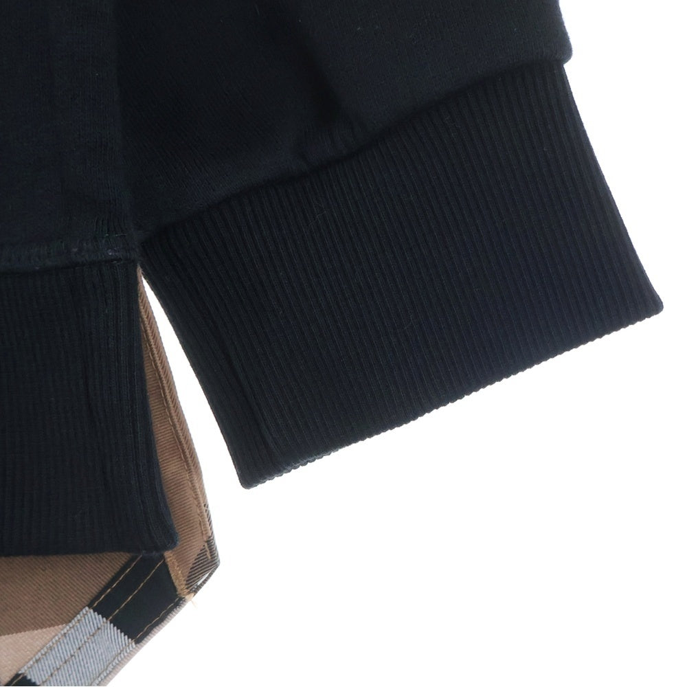 BURBERRY LONDON(バーバリーロンドン) ノバチェック柄切り替え スウェット プルオーバーパーカー ブラック/ブラウン 8044990