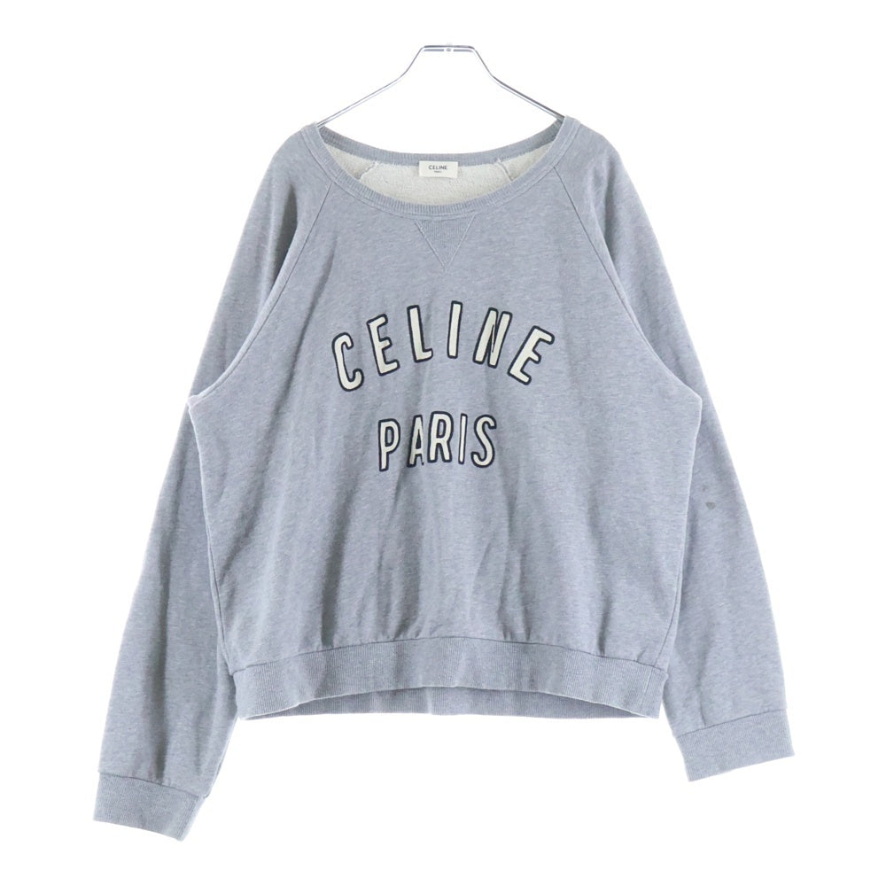 CELINE(セリーヌ) 23AW フロントロゴ刺繍 クルーネック長袖スウェットトレーナー グレー レディース 2Y28D670Q.09HA