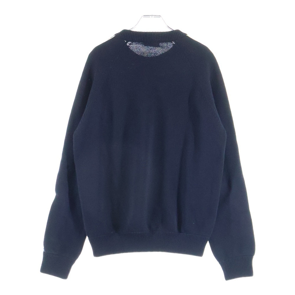 DIOR(ディオール) OBLIQUE オブリーク サイド総柄 クルーネック長袖ニット ネイビー 113M638AT187