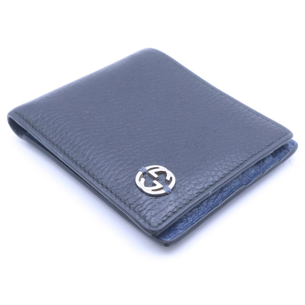 GUCCI(グッチ) インターロッキン Gロゴ 二つ折り財布 ブラック 610466