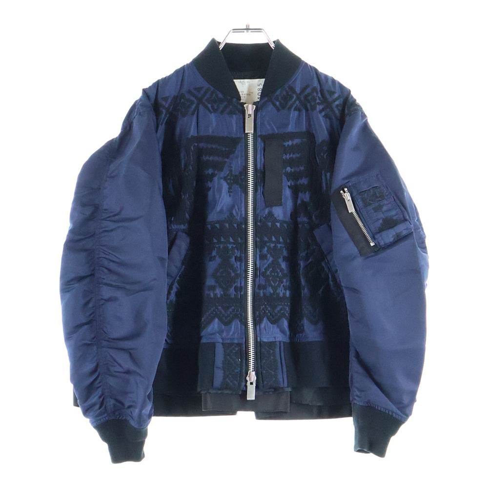 Sacai(サカイ) 18SS 刺繍総柄 ジップアップ ジャケット ブラック/ネイビー レディース18-04085