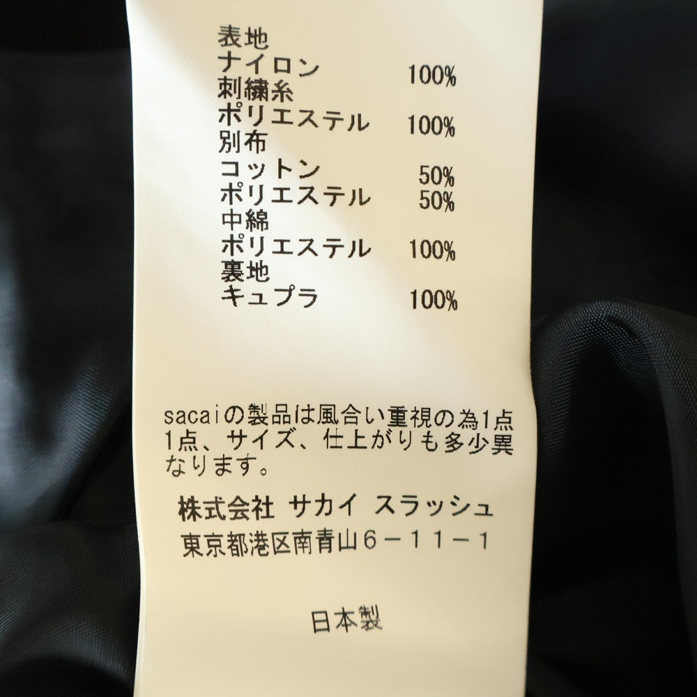 Sacai(サカイ) 18SS 刺繍総柄 ジップアップ ジャケット ブラック/ネイビー レディース18-04085