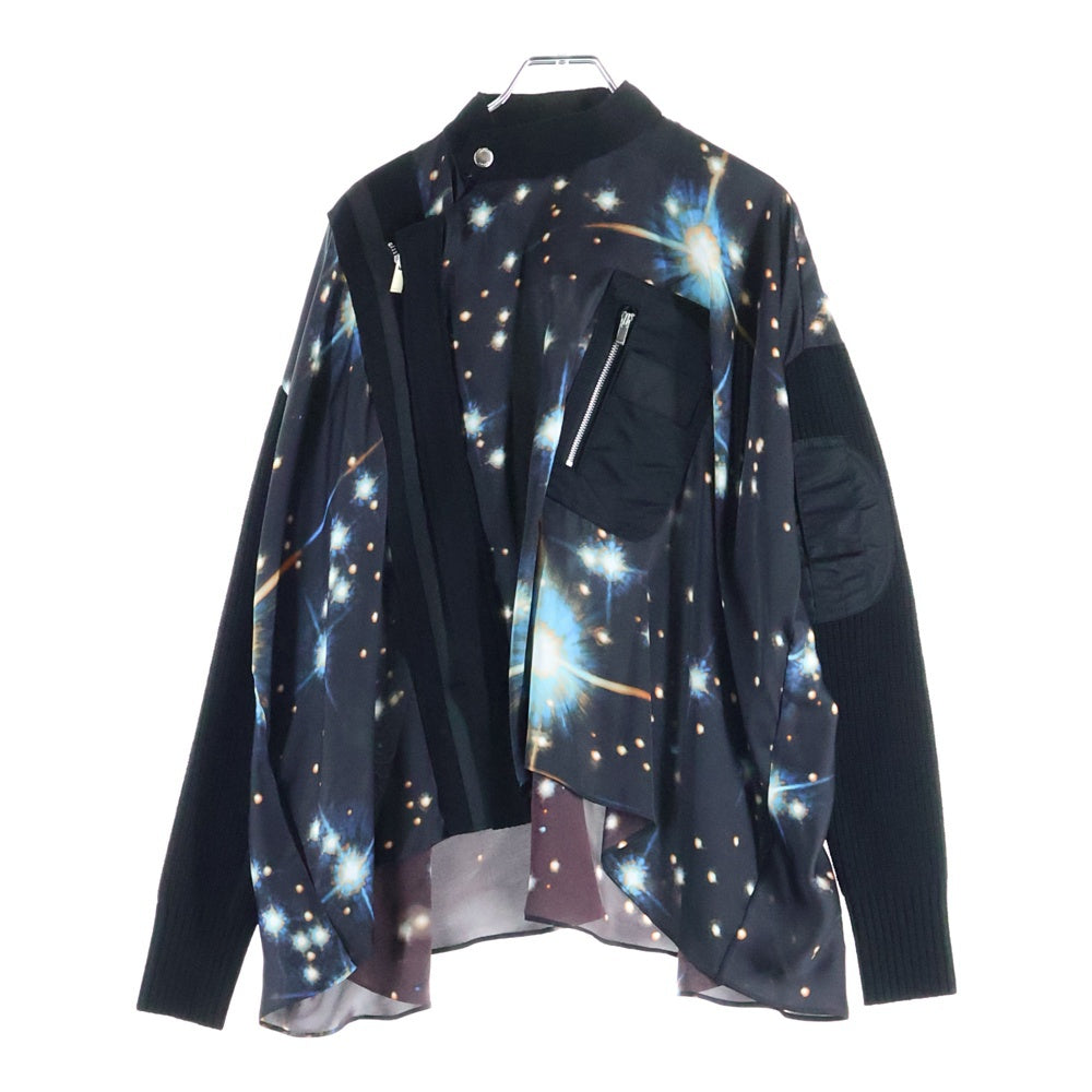 Sacai(サカイ) 20AW ×NASA 転写プリント ニットドッキング ダブルライダース ジャケット マルチカラー 20-05284 レディース