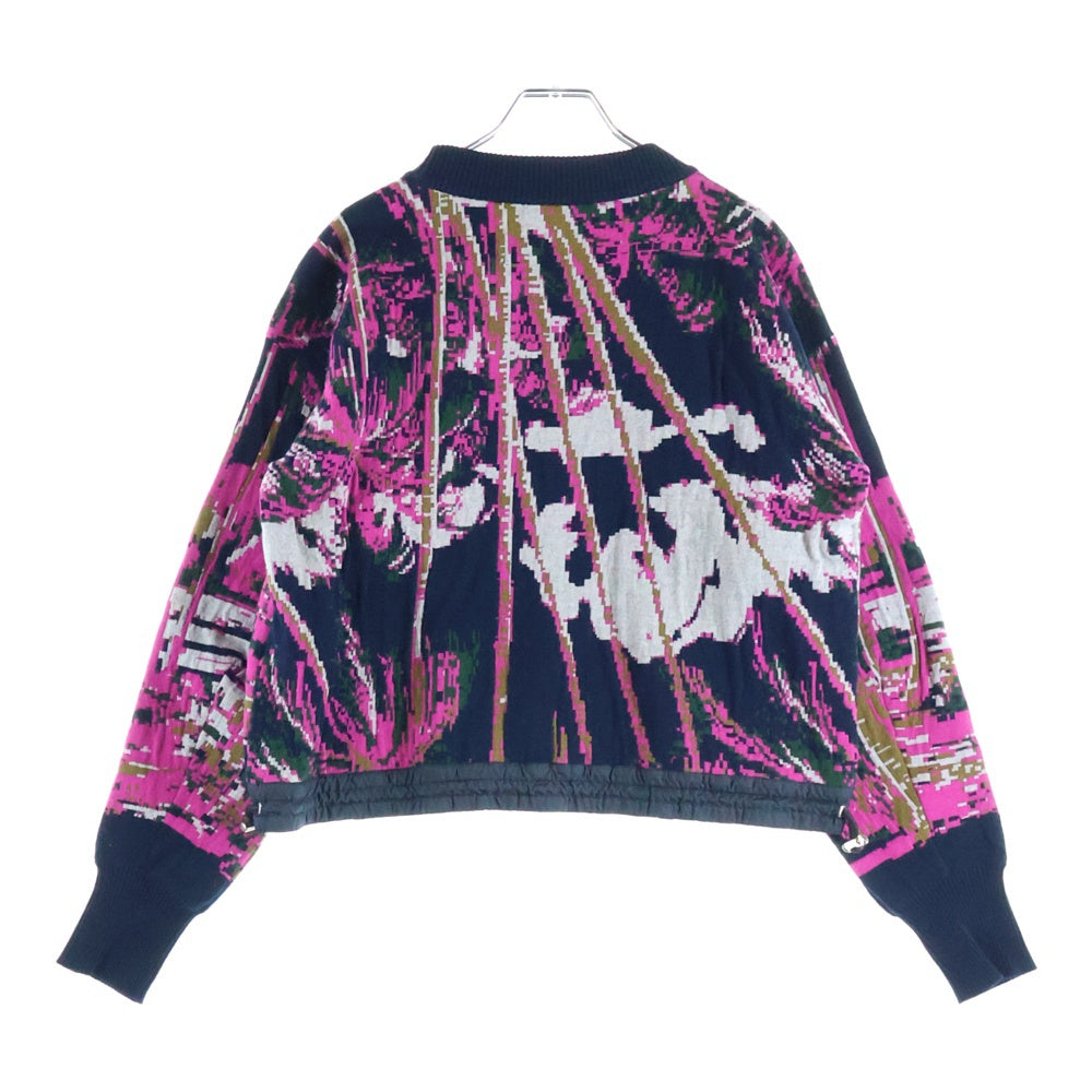 Sacai(サカイ) 20AW ×SUN SURF アロハ柄 クロップドニットセーター ネイビー/ピンク レディース 20-04838