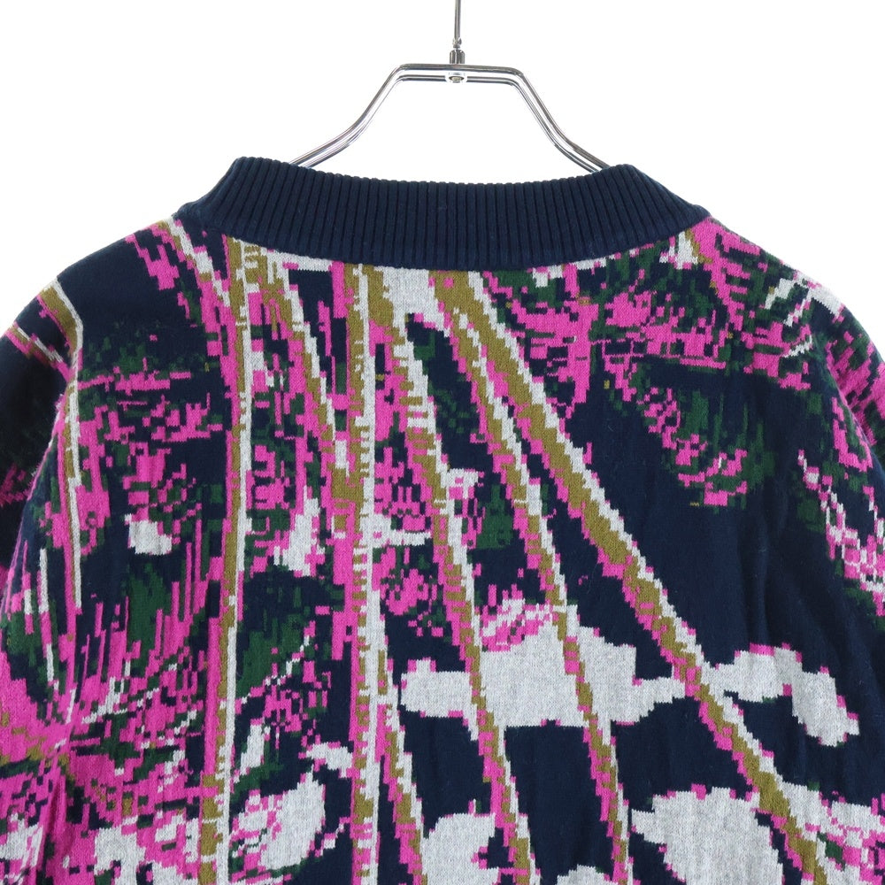 Sacai(サカイ) 20AW ×SUN SURF アロハ柄 クロップドニットセーター ネイビー/ピンク レディース 20-04838