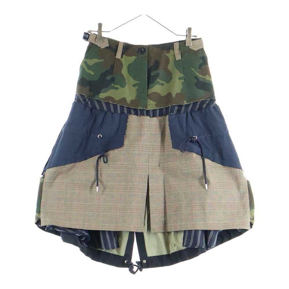 Sacai(サカイ) 18AW 変形切り替え ドッキング フレアスカート カーキ