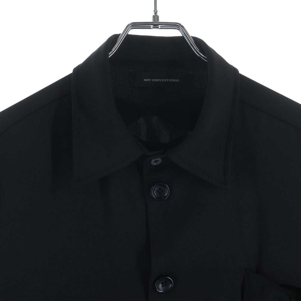 NOT CONVENTIONAL(ノットコンベンショナル) NOT CONVENTIONAL ノットコンベンショナル フロントリボン ポリエステル 長袖シャツ ブラック N26-017-BLK-03