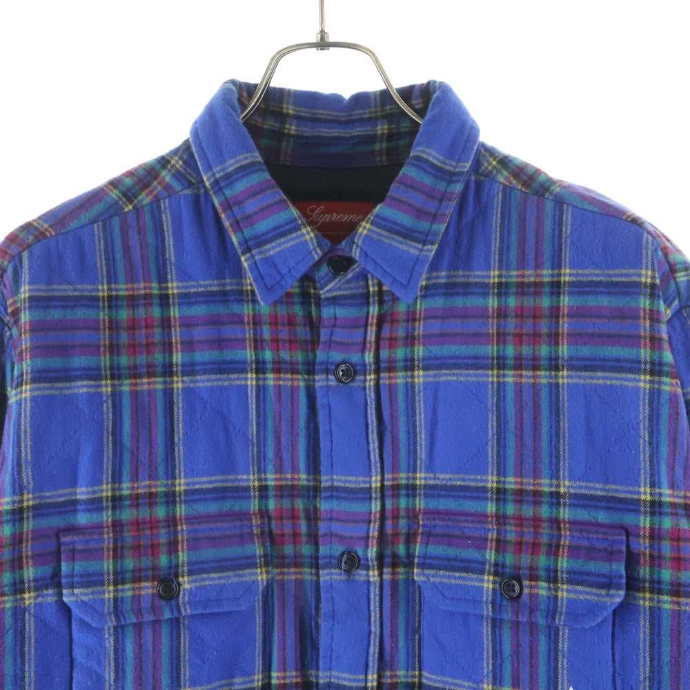 SUPREME(シュプリーム) Quilted Plaid Flannel Shirt キルティング フランネル 長袖シャツ ブルー/マルチカラー