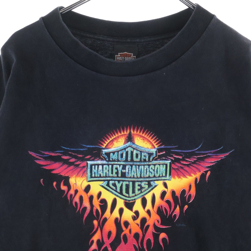 HARLEY DAVIDSON(ハーレーダビッドソン) 90S VINTAGE FLAMES L/S TEE 袖プリント フレイム ファイヤー長袖Tシャツ ブラック