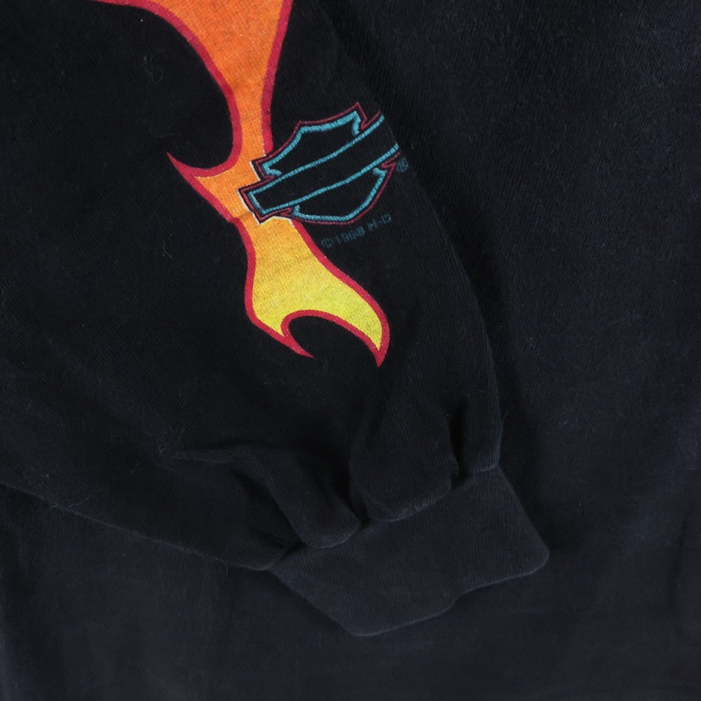 HARLEY DAVIDSON(ハーレーダビッドソン) 90S VINTAGE FLAMES L/S TEE 袖プリント フレイム ファイヤー長袖Tシャツ ブラック