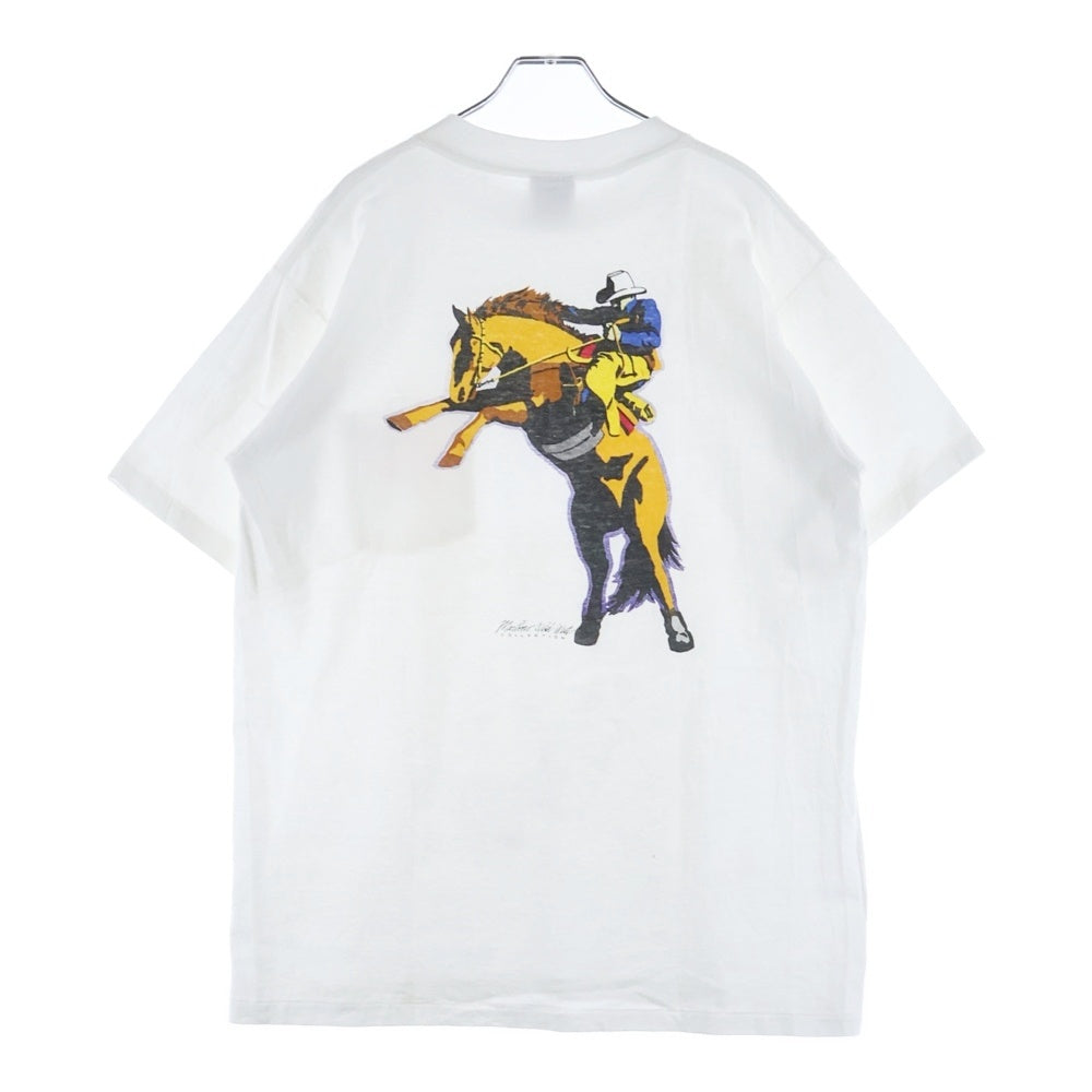 VINTAGE(ヴィンテージ) 90S MARLBORO WILD WEST COWBOY PROMO PRINT TEE マルボロ ワイルドウエスト カウボーイ プリント クルーネック 半袖Tシャツ カットソー ホワイト
