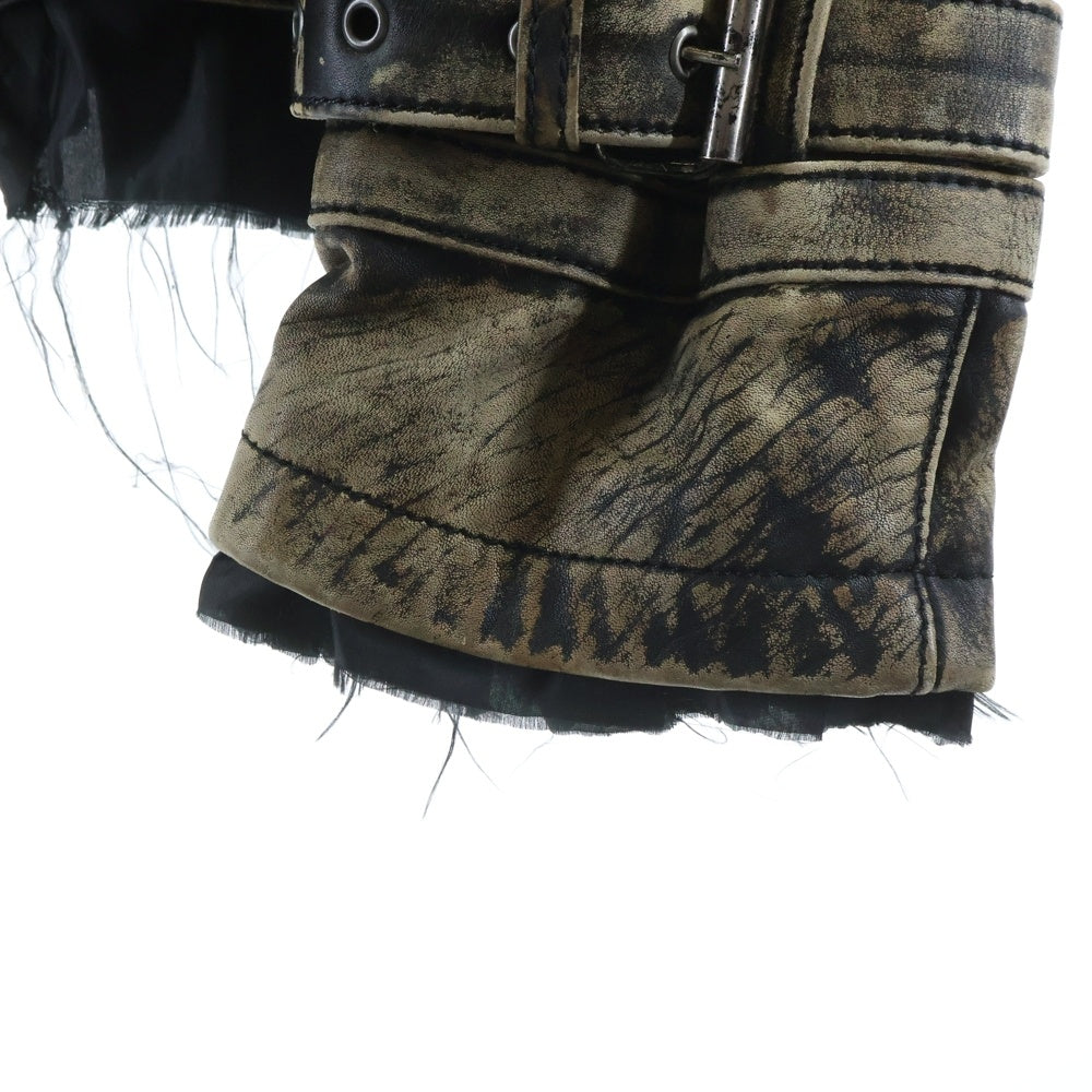 cvtvlist(カタリスト) 23AW B-3 ペイント加工 ジップアップ レザーライダースジャケット ブラウン