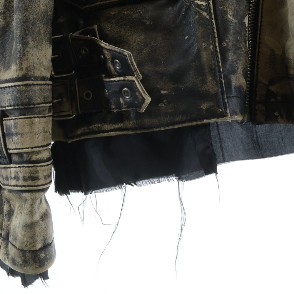 cvtvlist(カタリスト) 23AW B-3 ペイント加工 ジップアップ レザーライダースジャケット ブラウン