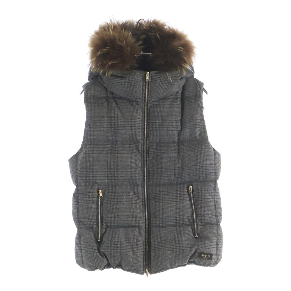 TATRAS(タトラス) ロゴワッペン ファー付き ジップアップ レイヤードダウンベスト レディース グレー LTA-4189