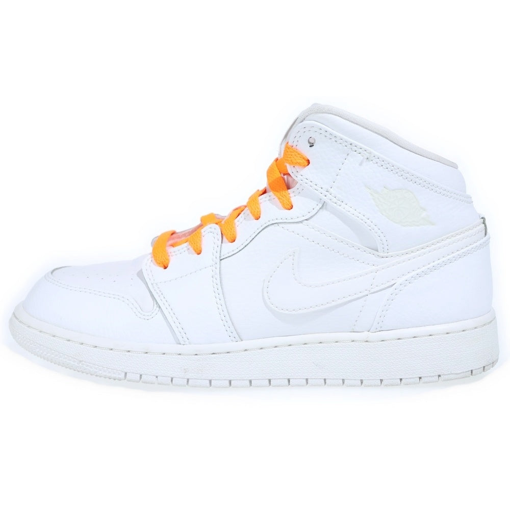 NIKE(ナイキ) GS Air Jordan 1 Mid Triple White 2020 GS エアジョーダン1 トリプルホワイト ミッドカットスニーカー US6Y/24cm 554725-126 レディース