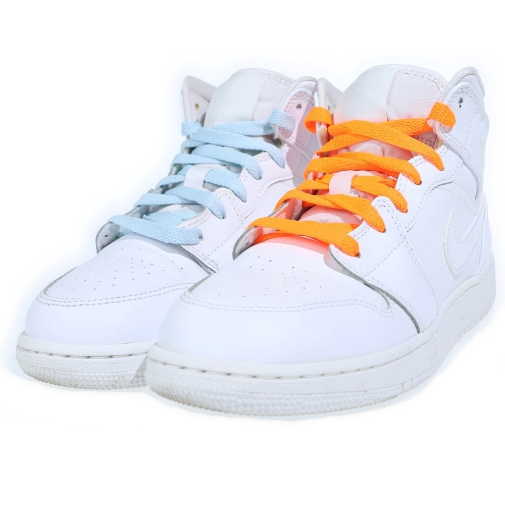 NIKE(ナイキ) GS Air Jordan 1 Mid Triple White 2020 GS エアジョーダン1 トリプルホワイト ミッドカットスニーカー US6Y/24cm 554725-126 レディース