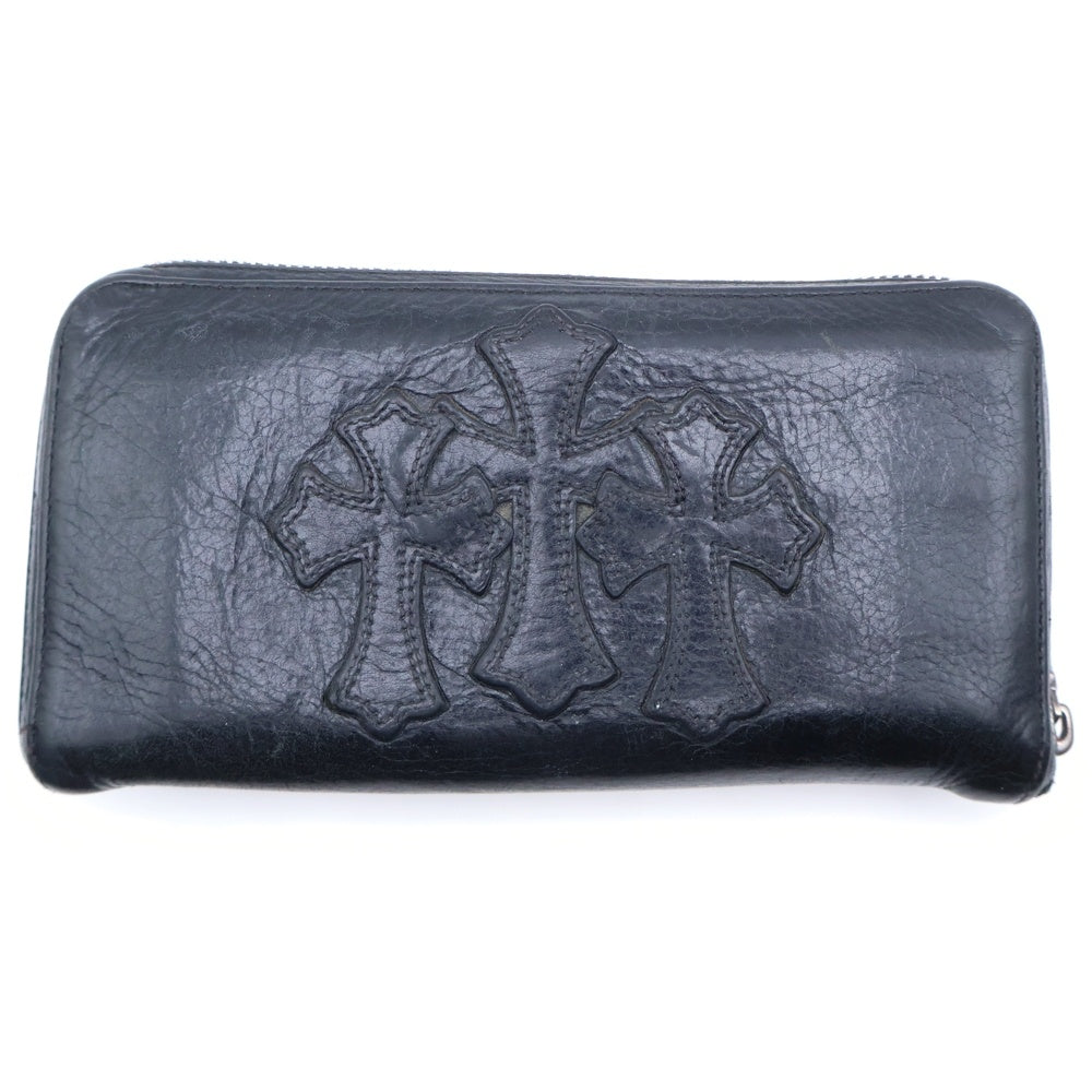 CHROME HEARTS(クロムハーツ) REC F ZIP 3クロス ラウンドジップレザーウォレット 財布 ブラック BCA368