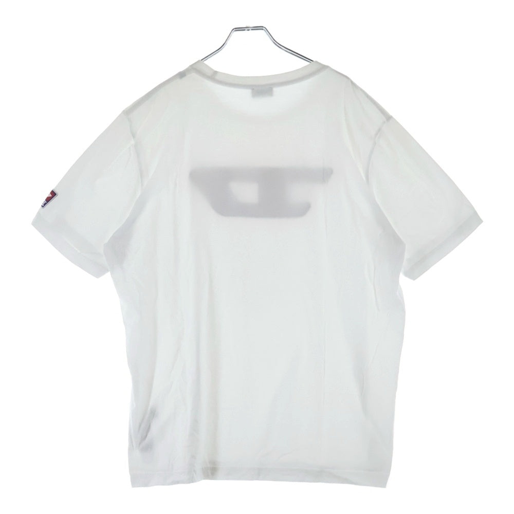 DIESEL(ディーゼル) パイル地 Dロゴ クルーネック 半袖Tシャツ カットソー ホワイト 00SY7A-T