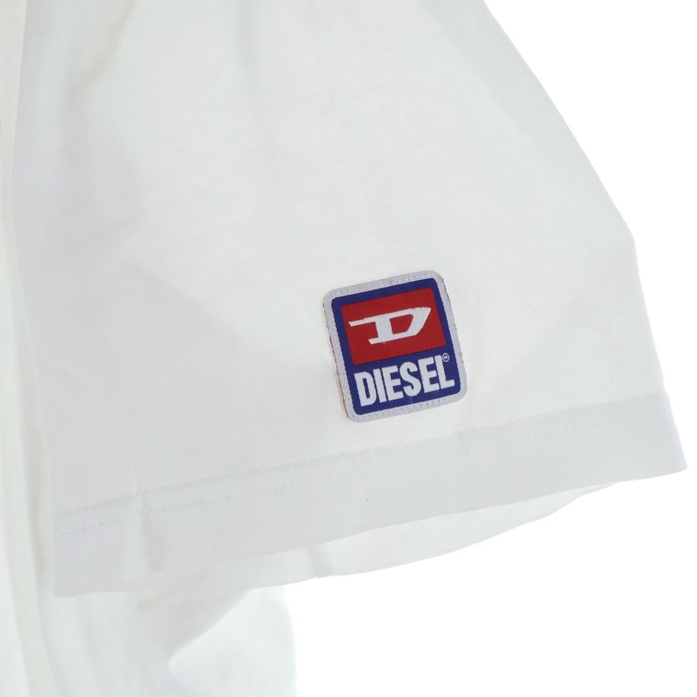 DIESEL(ディーゼル) パイル地 Dロゴ クルーネック 半袖Tシャツ カットソー ホワイト 00SY7A-T