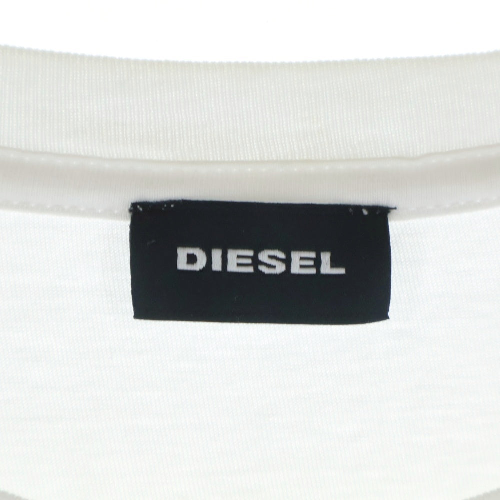DIESEL(ディーゼル) パイル地 Dロゴ クルーネック 半袖Tシャツ カットソー ホワイト 00SY7A-T
