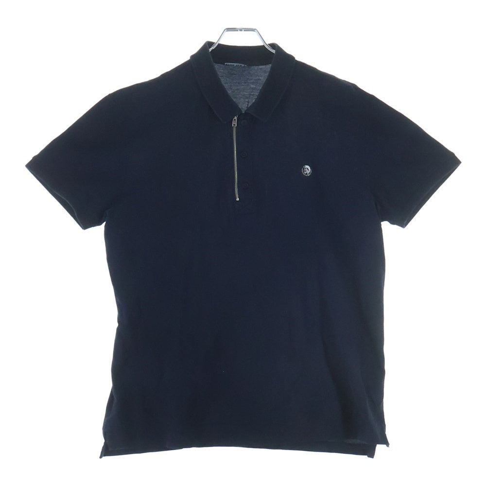 DIESEL(ディーゼル) フロントロゴ ジップアップ 半袖ポロシャツ ネイビー A02666