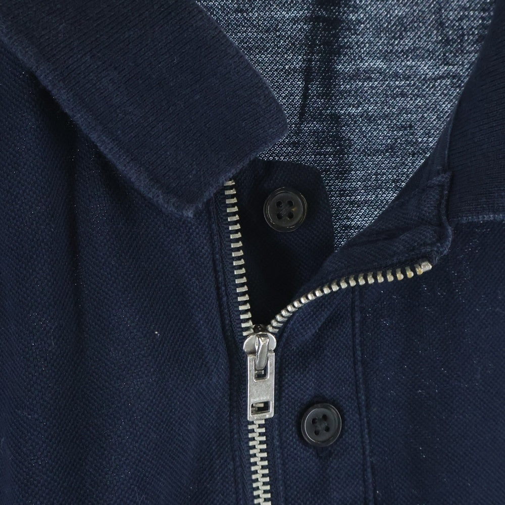 DIESEL(ディーゼル) フロントロゴ ジップアップ 半袖ポロシャツ ネイビー A02666