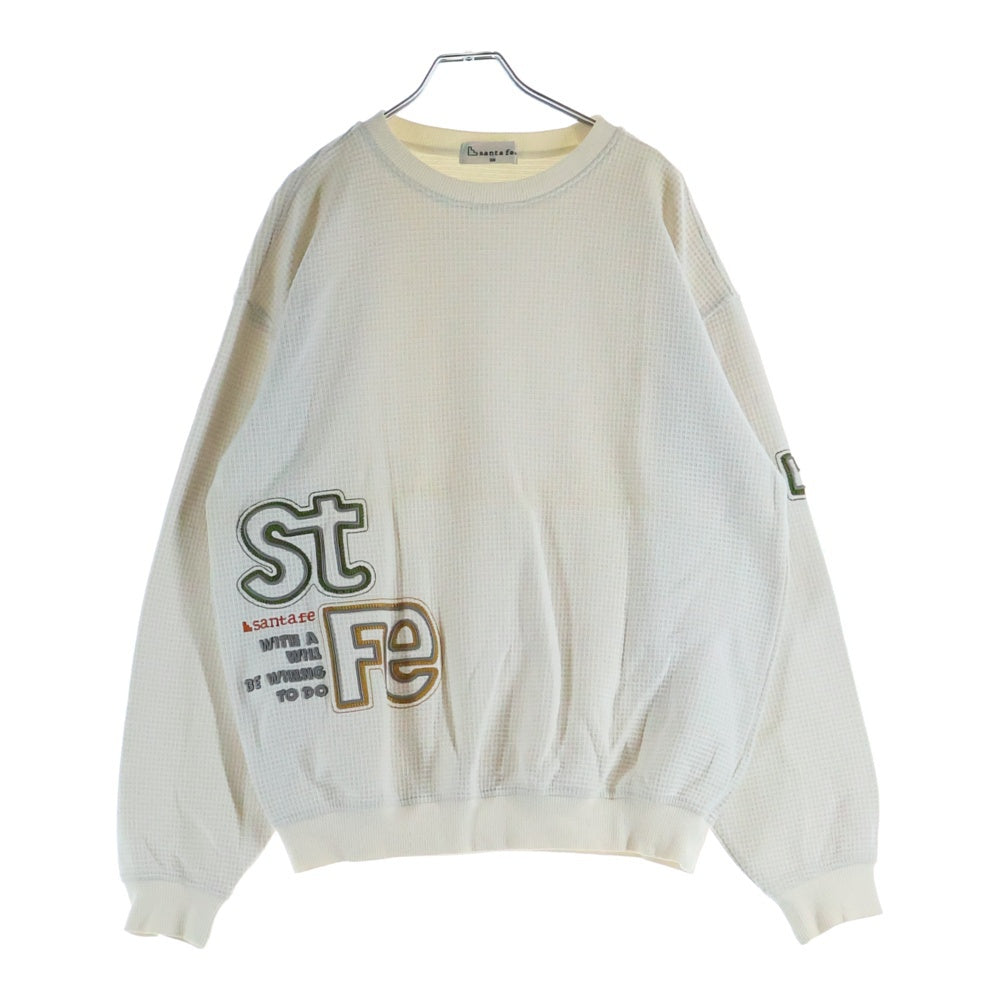 Santafe(サンタフェ) ロゴ刺繍 クルーネック長袖サーマルTシャツカットソー ホワイト 884-94425