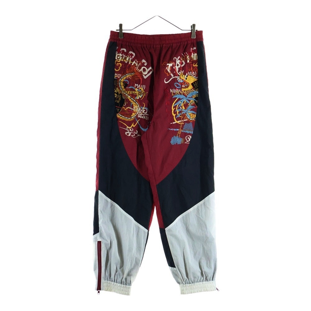 doublet(ダブレット) BREAK UP EMBROIDERY TRACK PANT フロント刺繍 サイドジップ ナイロントラックパンツ レッド 18SS06PT64