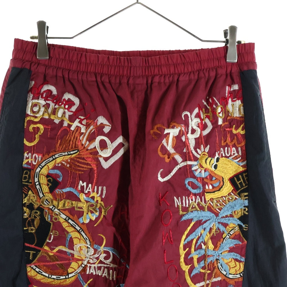 doublet(ダブレット) BREAK UP EMBROIDERY TRACK PANT フロント刺繍 サイドジップ ナイロントラックパンツ レッド 18SS06PT64
