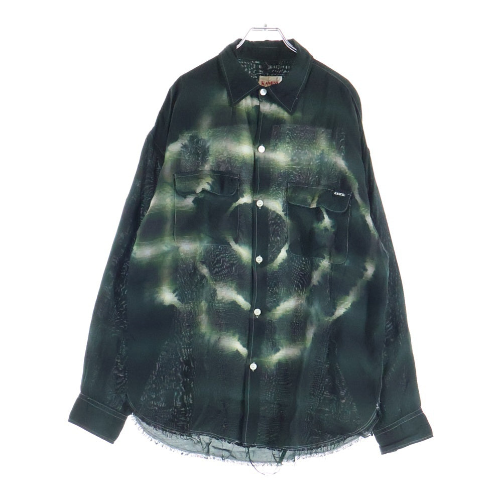 KAMIYA(カミヤ) KAMIYA カミヤ OVERDYE CHECK SHIRTS オーバーダイ長袖チェックシャツ ブラック/グリーン G12SH030