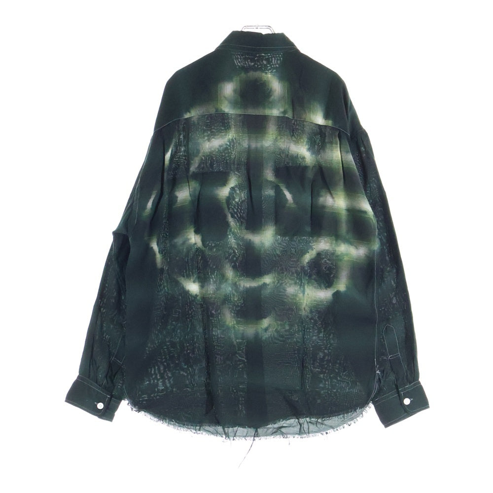 KAMIYA(カミヤ) KAMIYA カミヤ OVERDYE CHECK SHIRTS オーバーダイ長袖チェックシャツ ブラック/グリーン G12SH030