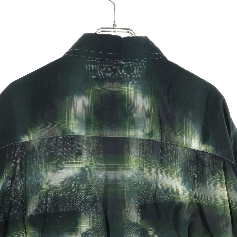 KAMIYA(カミヤ) KAMIYA カミヤ OVERDYE CHECK SHIRTS オーバーダイ長袖チェックシャツ ブラック/グリーン G12SH030