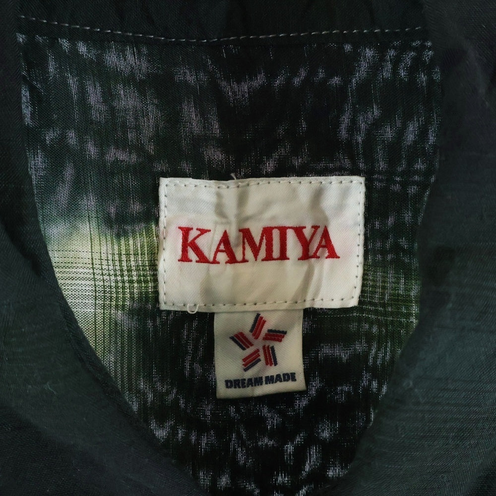 KAMIYA(カミヤ) KAMIYA カミヤ OVERDYE CHECK SHIRTS オーバーダイ長袖チェックシャツ ブラック/グリーン G12SH030