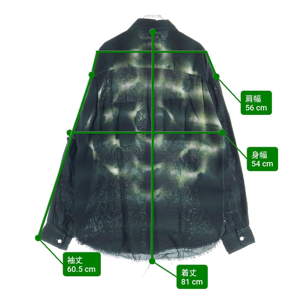 KAMIYA(カミヤ) KAMIYA カミヤ OVERDYE CHECK SHIRTS オーバーダイ長袖チェックシャツ ブラック/グリーン G12SH030