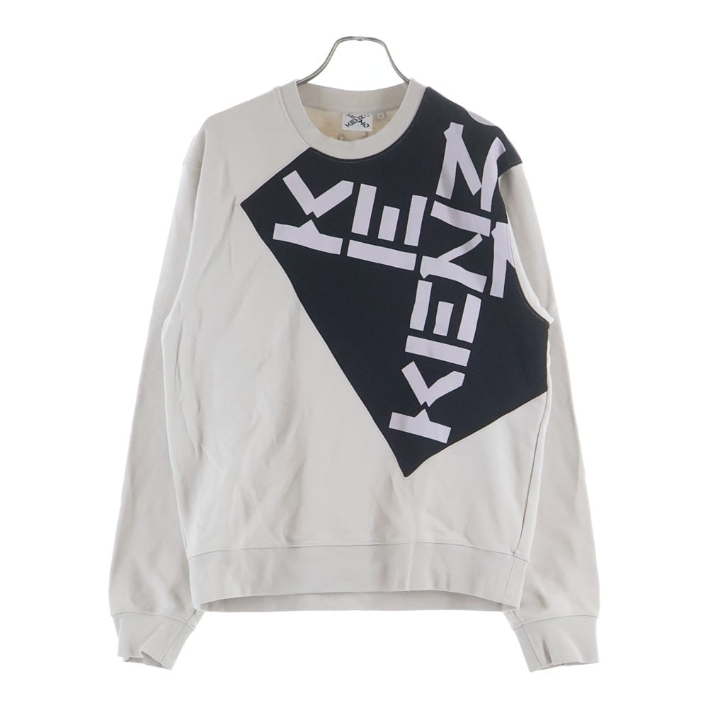 KENZO(ケンゾー) デザインプリント クルーネック 長袖スウェットトレーナー カットソー ベージュ FB65SW0204MS