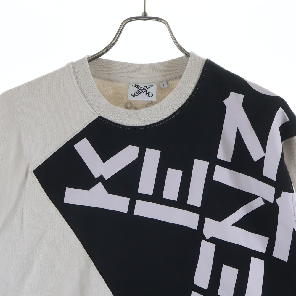 KENZO(ケンゾー) デザインプリント クルーネック 長袖スウェットトレーナー カットソー ベージュ FB65SW0204MS
