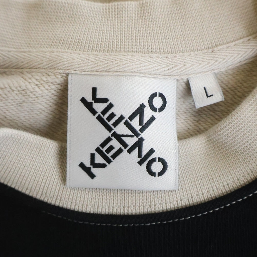 KENZO(ケンゾー) デザインプリント クルーネック 長袖スウェットトレーナー カットソー ベージュ FB65SW0204MS