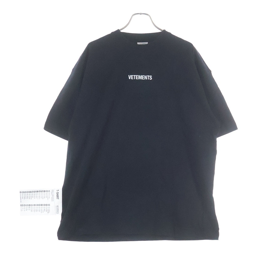 VETEMENTS(ヴェトモン) 19AW LOGO PRINTED TEE ロゴプリント クルーネック 半袖Tシャツ カットソー ブラック UAH20TR611